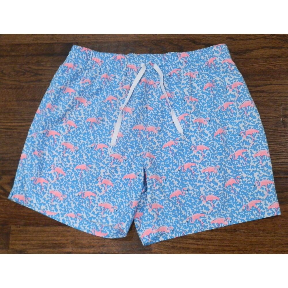 Chubbies Lined Blue Pink Flamingo Swim Trunks 5.5" Inseam Mens Size XL
